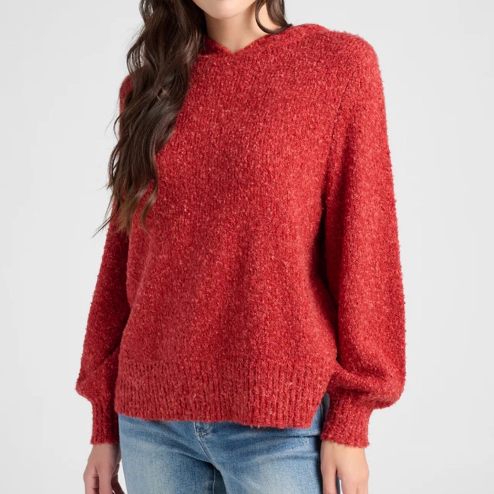 Herizon Boucle Hooded Pullover brick red new medium